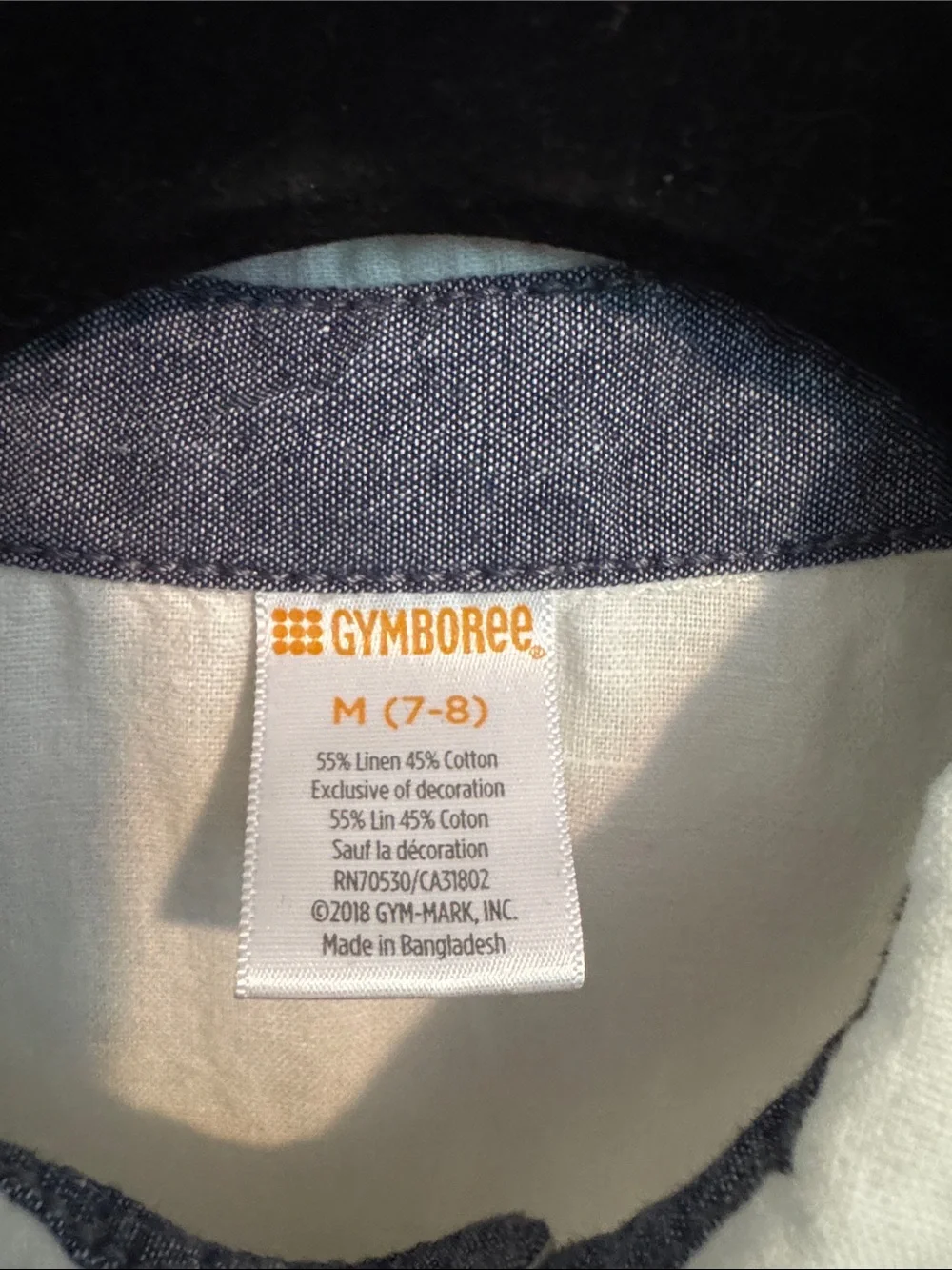 Gymboree White Short-Sleeve Button-Down Shirt with Navy & Brown Embroidery